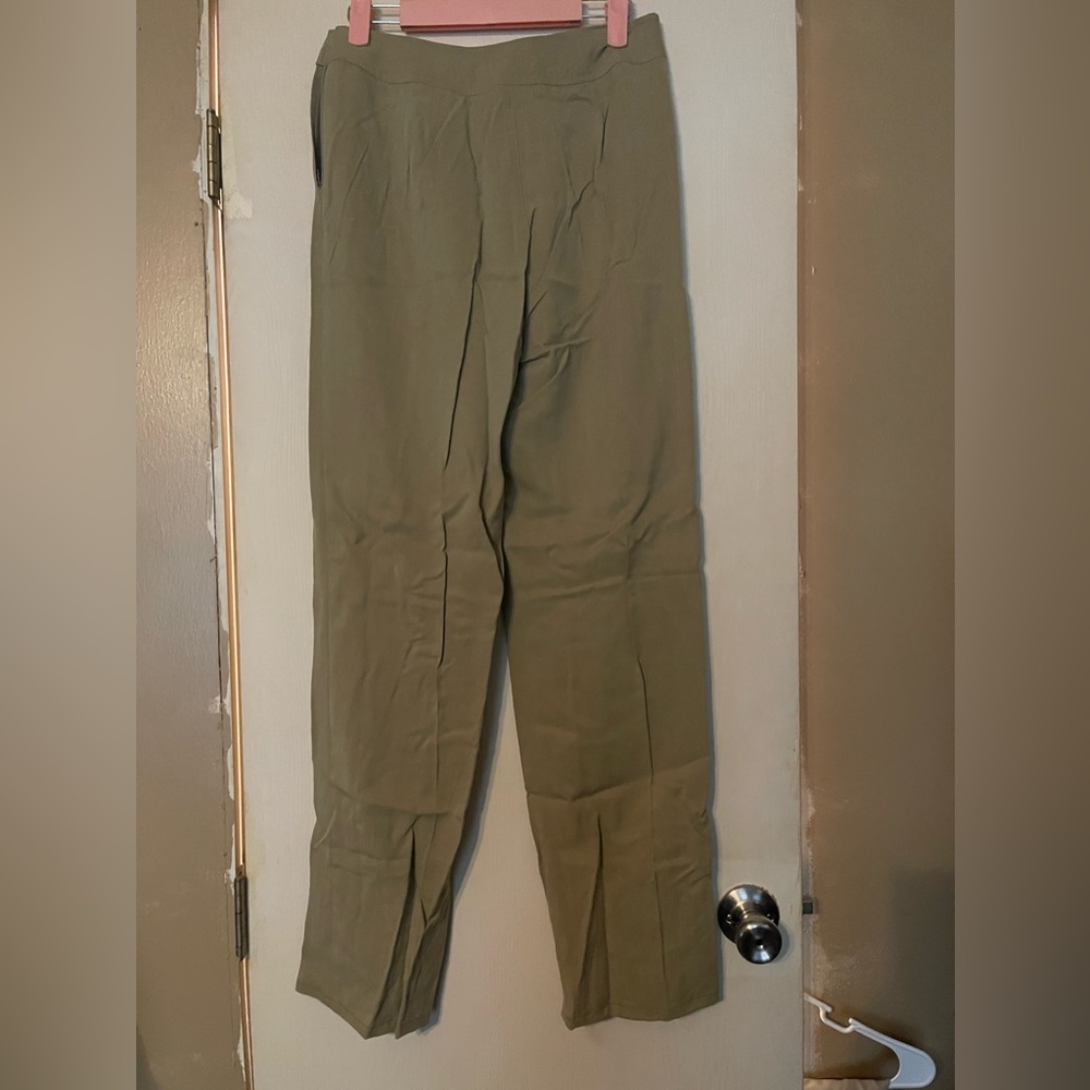 Brown side buttoned flat front Pants - Picture 2 of 4